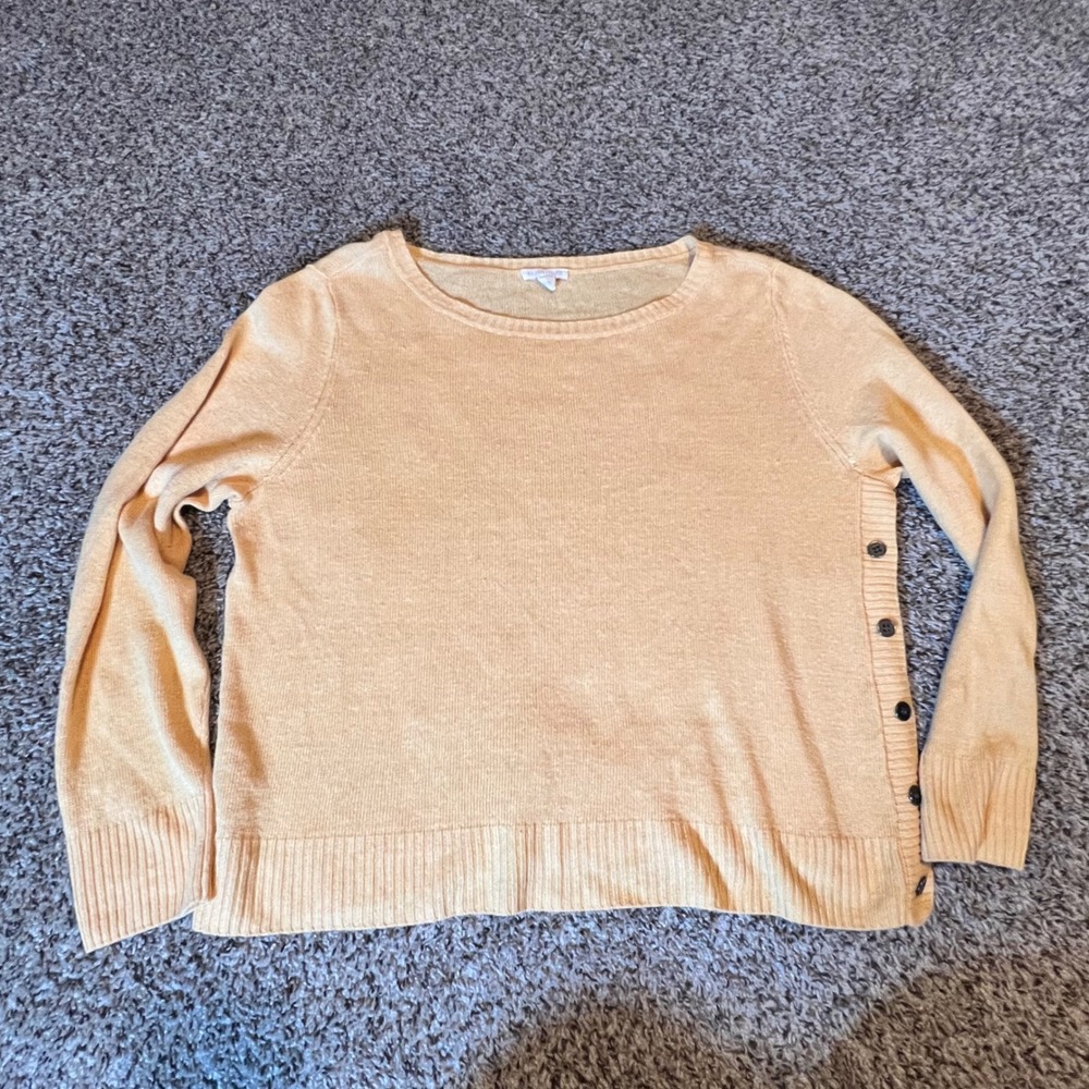 Eileen Fisher Organic Linen Side Button Sweater Orange XL S16OLG